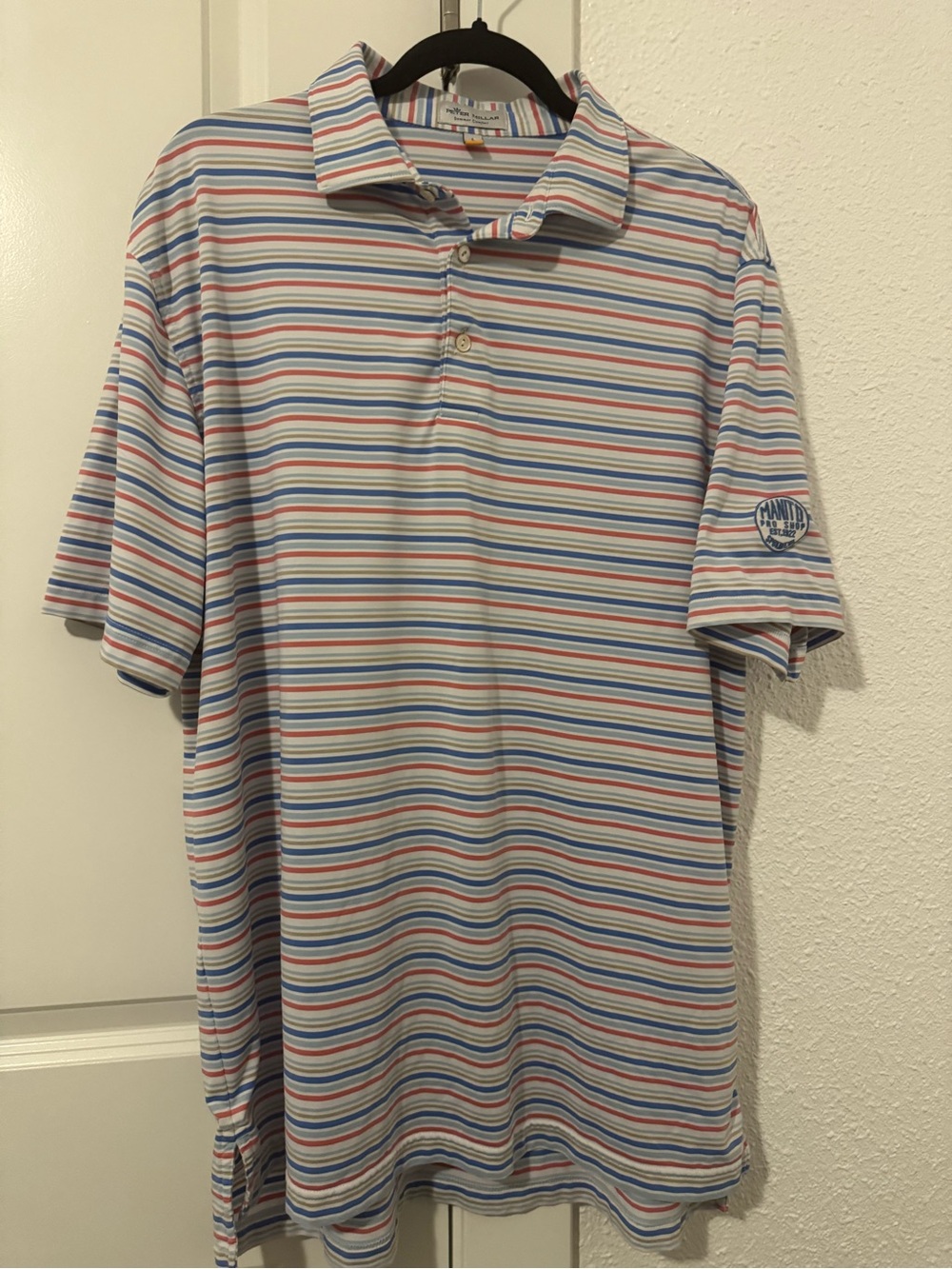 Peter Millar Short-Sleeve Striped Polo in Blue, Red, White